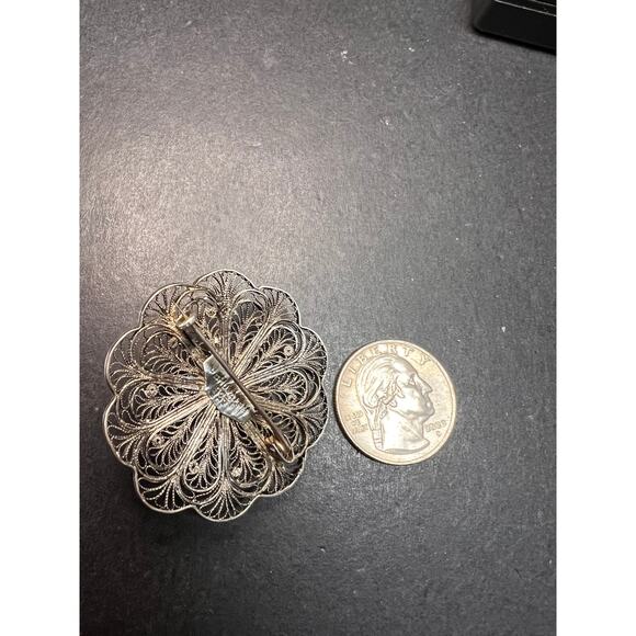 Vintage filigree amethyst sterling silver brooch made in Jerusalem - Picture 2 of 12